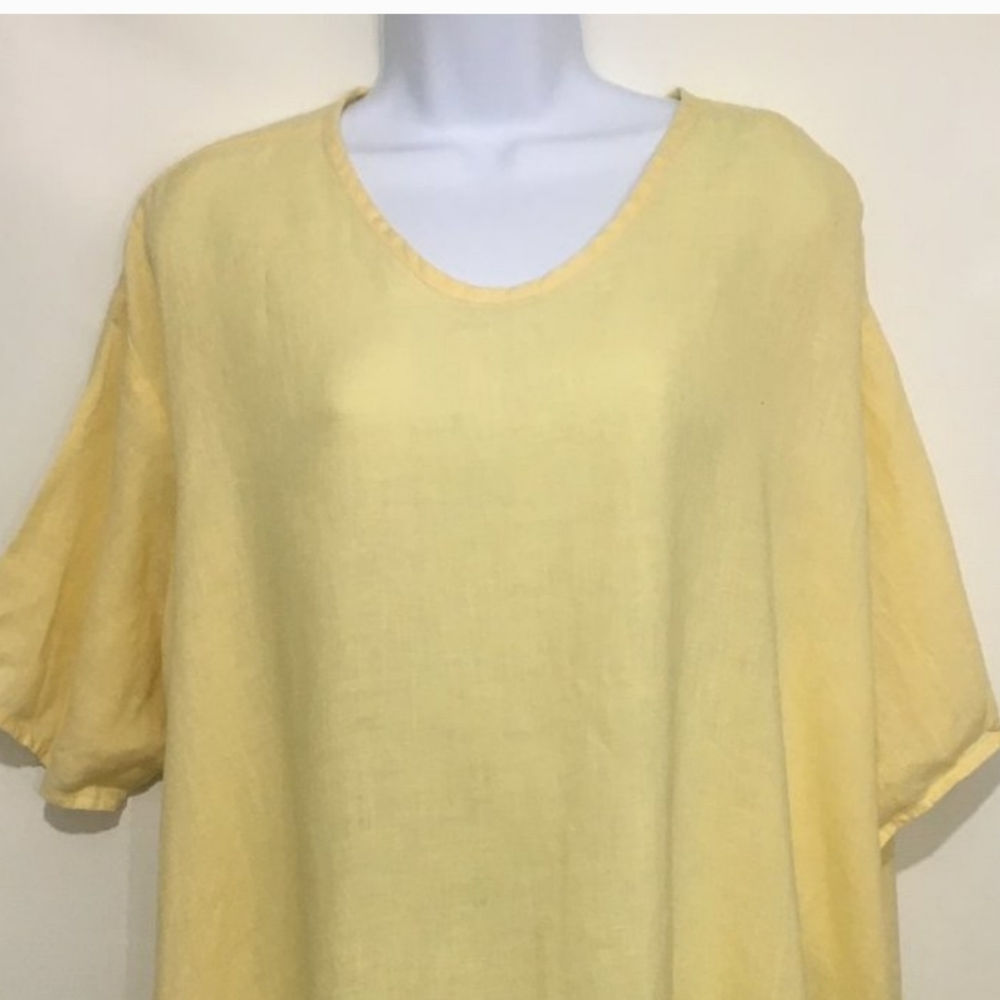 Flax Women's Yellow Linen Blouse Size 3G